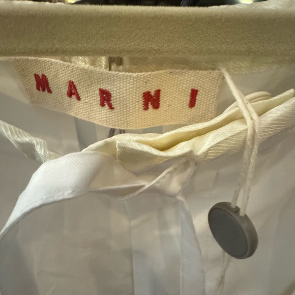 MARNI White Wide Leg Pants with Relaxed Fit and Textured Fabric - Picture 3 of 10